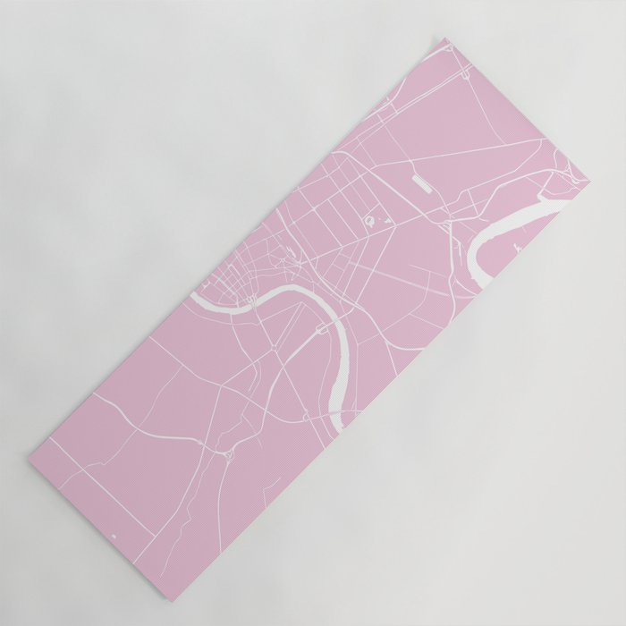 Bangkok Thailand Minimal Street Map Pastel Pink And White Yoga