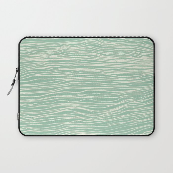 Jade Glow - abstract lines in cream & mint Laptop Sleeve