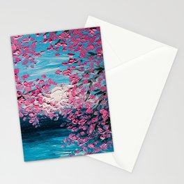 Sakura trees blossom and Fuji Stationery Card