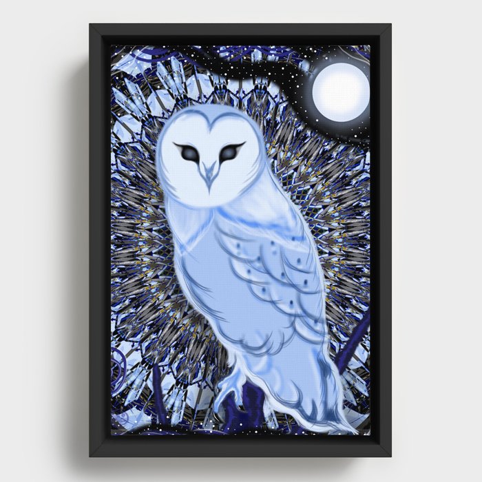 Into The Night Framed Canvas | Drawing, Digital, Art, Design, Drawing, Illustration, Owl, Night-owl, Wise-owl, Barn-owl