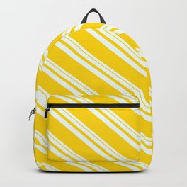 [ Thumbnail: Mint Cream & Yellow Colored Striped Pattern Backpack ]