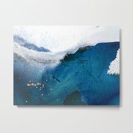 In the Surf: a vibrant minimal abstract painting in blues and gold Metal Print | Furniture, Curtain, Dorm, Canvas, Metal, Case, Framed, Wallart, Chair, Pillow 