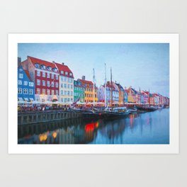The Quay at Nyhavn, Copenhagen, Denmark Art Print