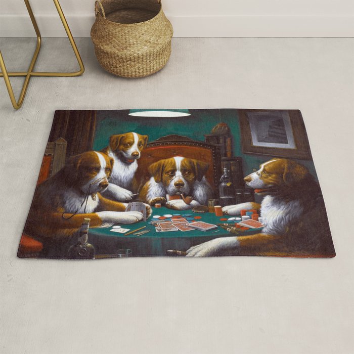Cassius Marcellus Coolidge Dogs Playing Poker Rug by Jon Baran Society6