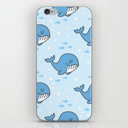 Cute Cartoon Blue Whale Pattern iPhone Skin