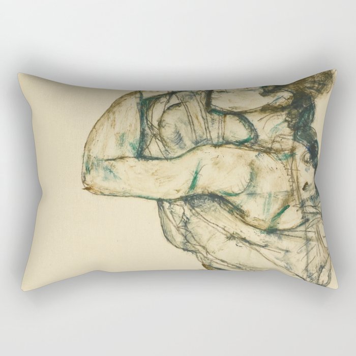 Egon Schiele "Female nude with raised shirt" Rectangular Pillow