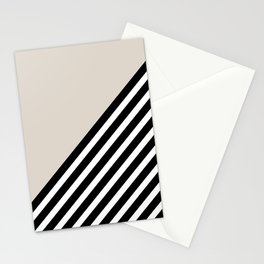 Geometric Art Color Block and Stripes in Ivory, Black and White Stationery Card