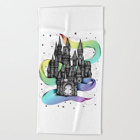 Super Magic Rainbow Dream Castle Beach Towel