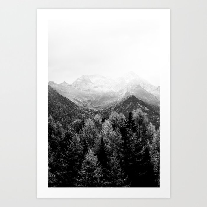FOREST Black and White Art Print