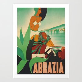 Abbazia Italy Art Deco Vintage Travel Poster Art Print