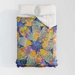 Whimsical Colorful Flower Art - Extrovert Comforter