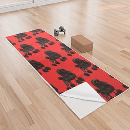 Poodle Pattern - Red Yoga Towel