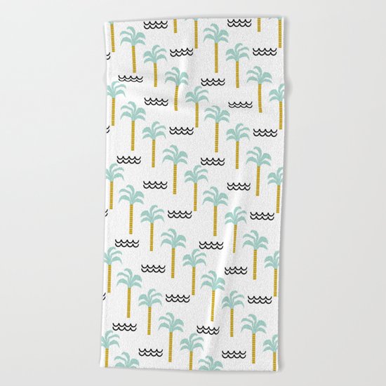 Palm Tree tropical island vacation wave water socal hawaii beach life salt life chilled out vibe Beach Towel