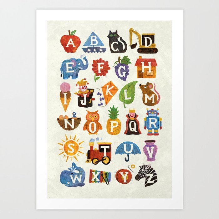 Alphabet Art Print by WanderingBert / David Creighton-Pester | Society6