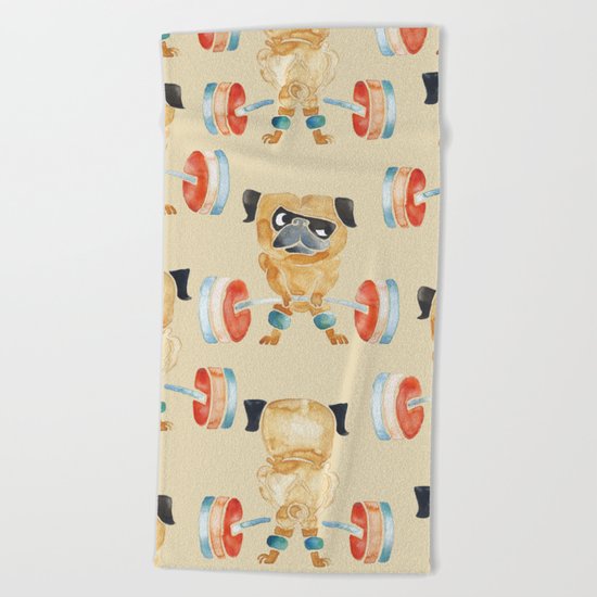 Pug Lift Sweat Beach Towel