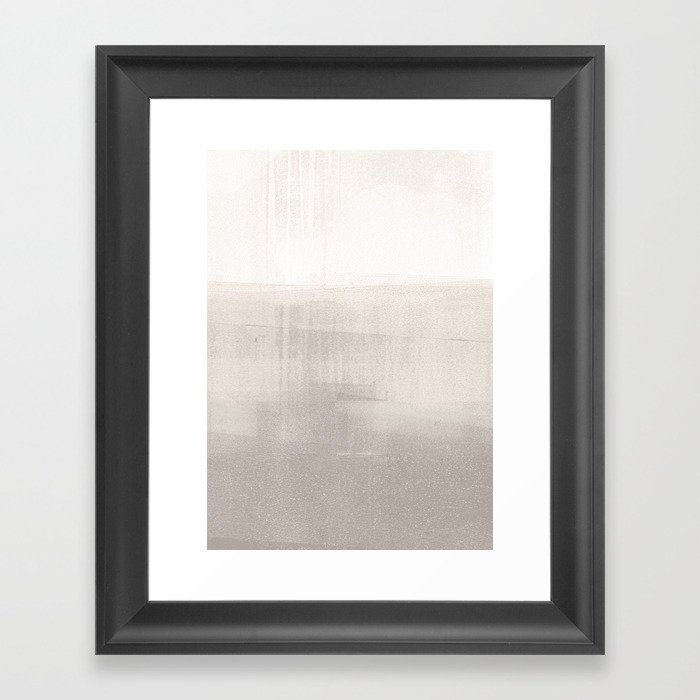 Beige and Taupe Horizon Minimalist Abstract Landscape Framed Art Print