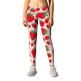 Gourmet strawberries Leggings | Sugar, Red, Graphicdesign, Gourmandise, Food, Wildstrawberries, Natural, Trendy, Pattern, Fruit 