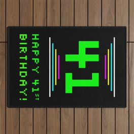 [ Thumbnail: 41st Birthday - Nerdy Geeky Pixelated 8-Bit Computing Graphics Inspired Look Outdoor Rug ]