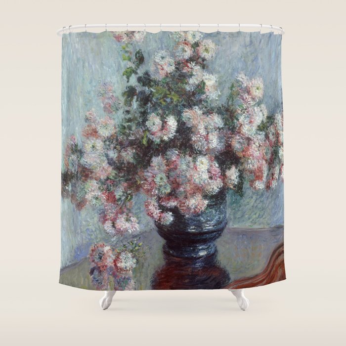Chrysanthemums Claude Monet Shower Curtain By Maryedenoa