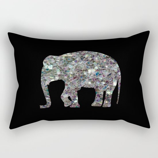 Sparkly colourful silver mosaic Elephant Rectangular Pillow