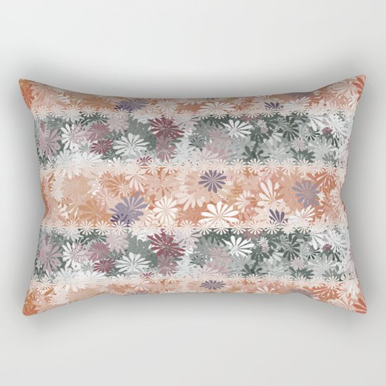 Floral Stripes Rectangular Pillow
