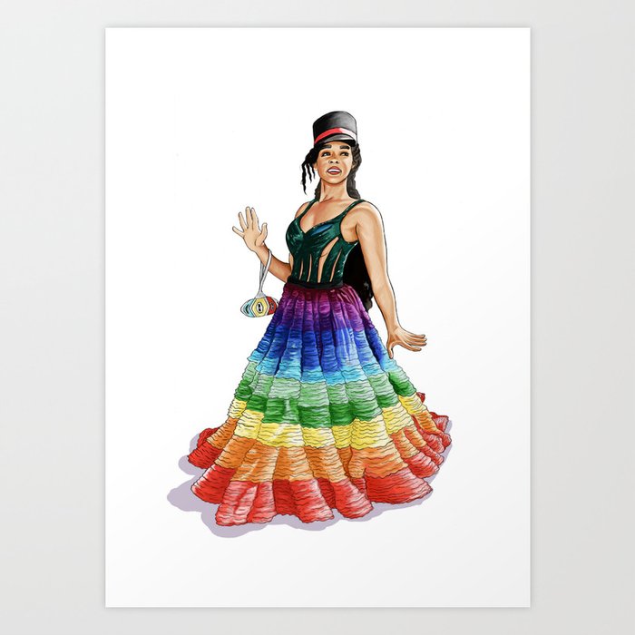 Janelle Monae Rainbow Dress Art Print By Phunkotina Society6