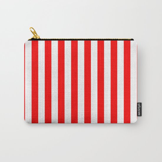 Vertical Stripes (Red/White) Carry-All Pouch