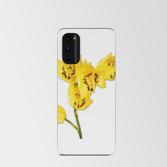 Yellow Orchid Flowers On White by Sharon Cummings Android Card Case