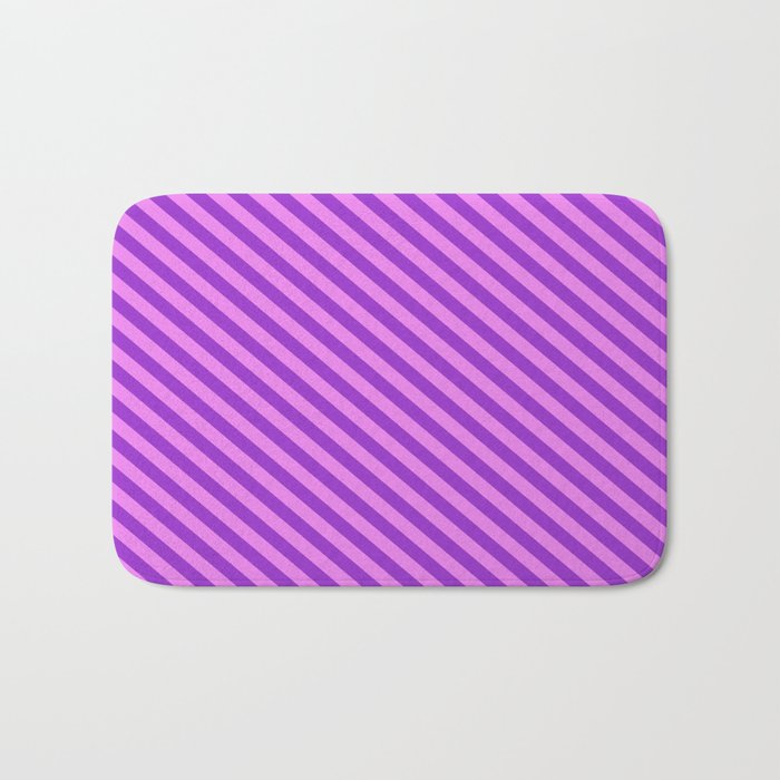 Dark Orchid and Violet Colored Lined Pattern Bath Mat