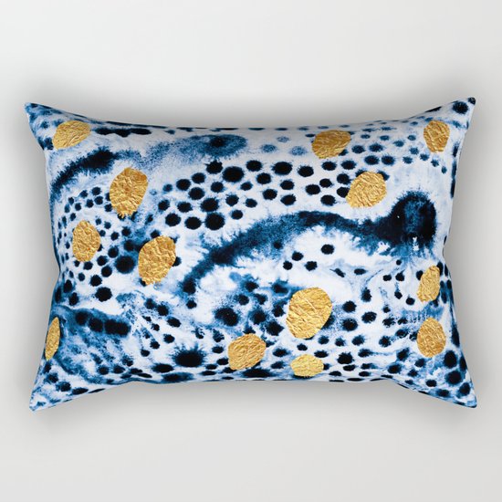 Pattern Play / Blue & Gold Rectangular Pillow