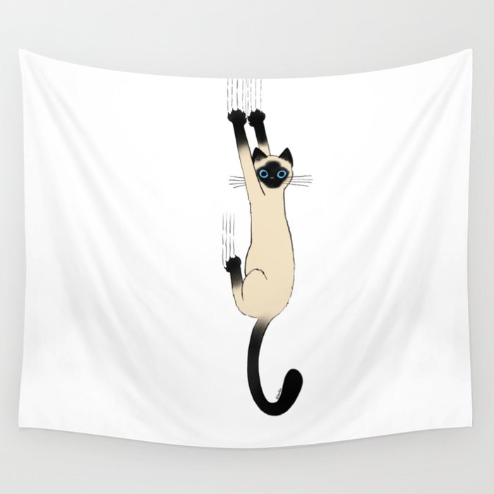 Siamese Cat Hanging On Wall Tapestry
