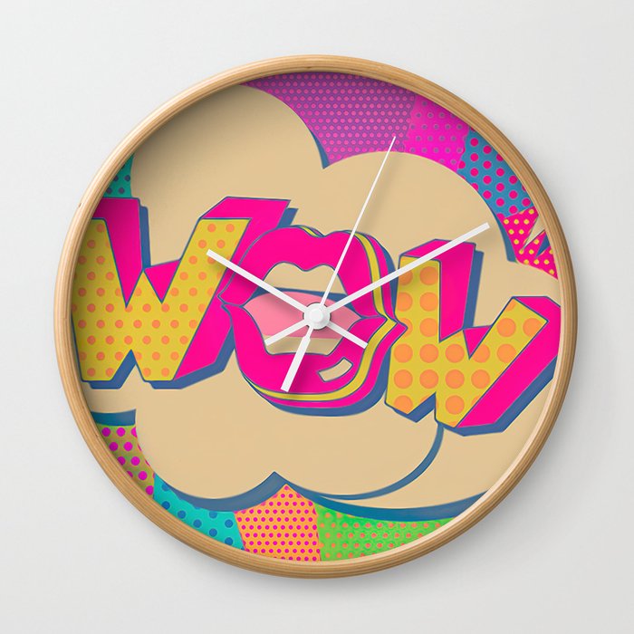 WOW New Wave 80 pink, dreams, pastel, love, cute,  Wall Clock