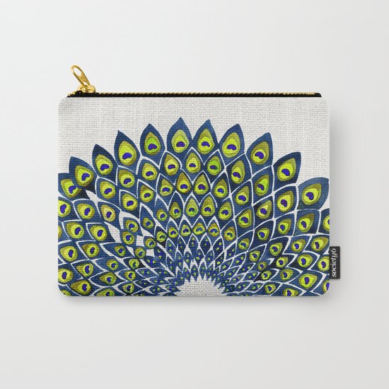 Peacock Feather Mandala – Navy & Lime Palette Carry-All Pouch