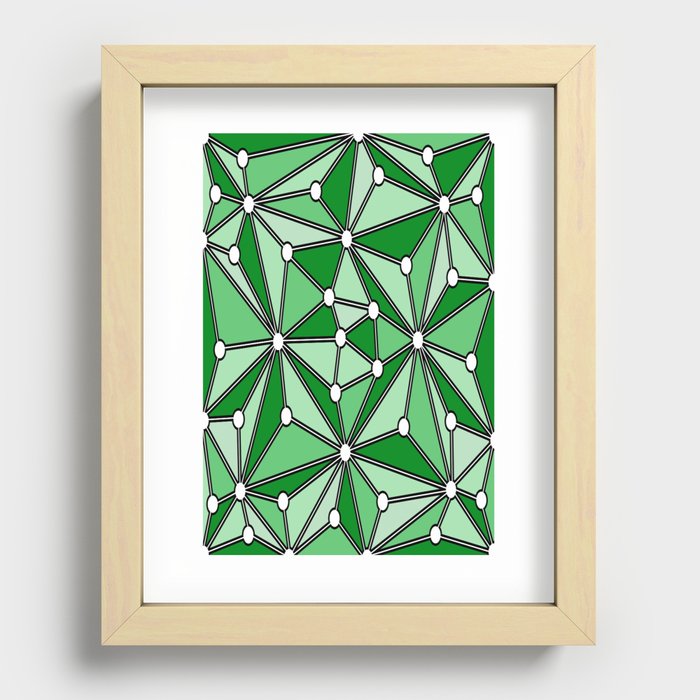 Abstract geometric pattern - green. Recessed Framed Print