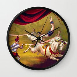 Vintage 19th Century Traveling Circus Arabian Horses Act Poster Wall Clock