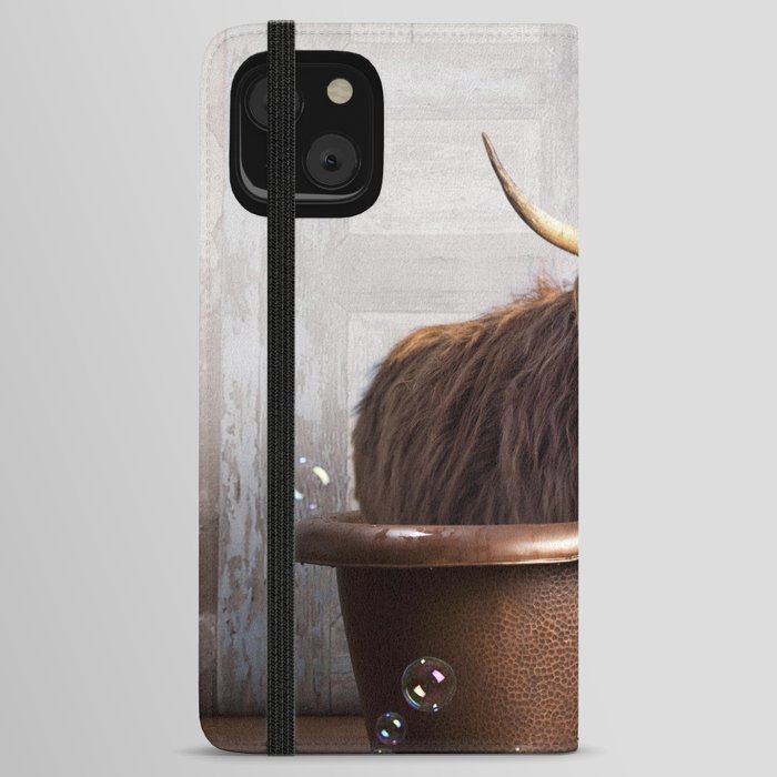 Highland Cow in the Tub iPhone Wallet Case