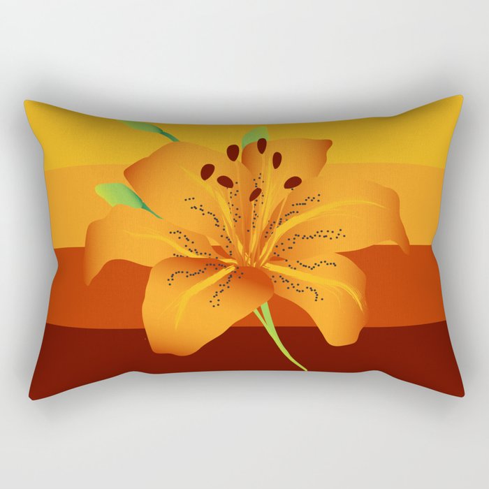Orange Tiger Lily Rectangular Pillow