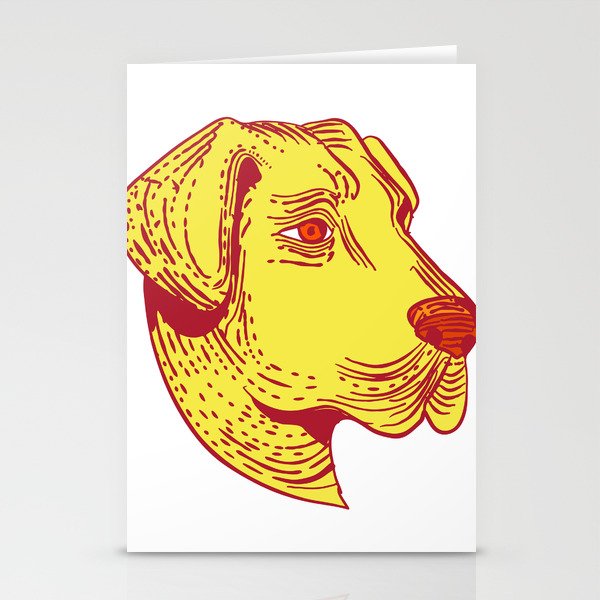 Anatolian Shepherd Dog Head Etching Color Stationery Cards