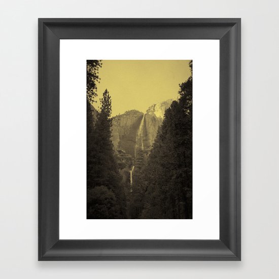Yosemite Falls Tin Yellow Framed Art Print