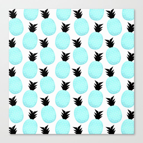Turquoise Pineapples Canvas Print