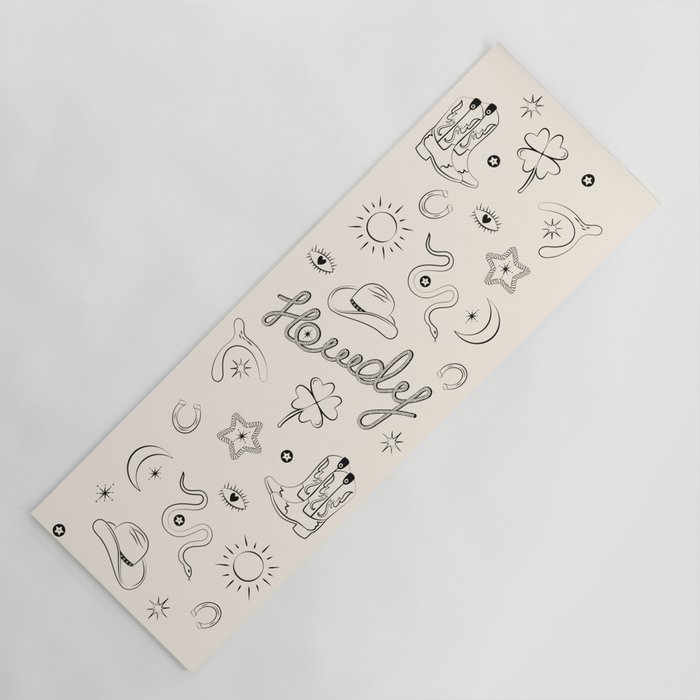 Howdy. Black and White Good Luck Charms Yoga Mat