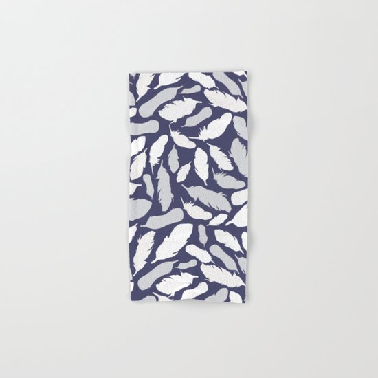 Feather Pattern Blue Hand & Bath Towel