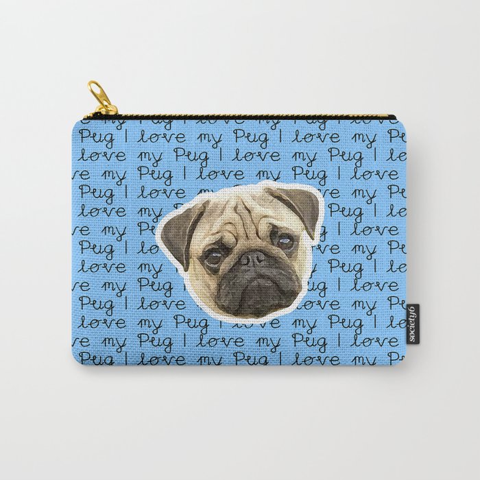 I Love My Pug Monogram Carry-All Pouch