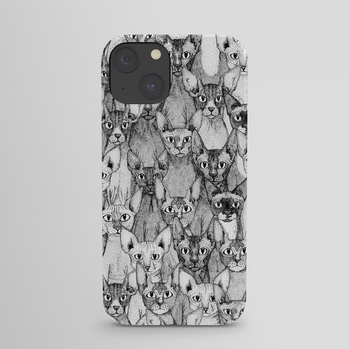 just sphynx cats black white iPhone Case