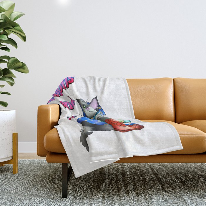 Dungeons and cats pretty sorcerer Throw Blanket by Fantasee