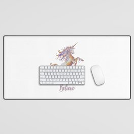 Unicorn Believe Positive Word Minimal Design Desk Mat