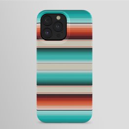 Navajo White, Turquoise and Burnt Orange Southwest Serape Blanket Stripes iPhone Case