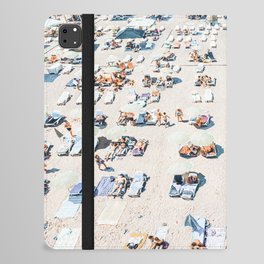 Vintage Beach Photography, Aerial Beach Print, Beach People, People On Beach, Beach Umbrellas iPad Folio Case