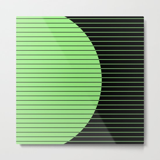 Opposites Attract (Abstract, green and black, geometric design) Metal Print