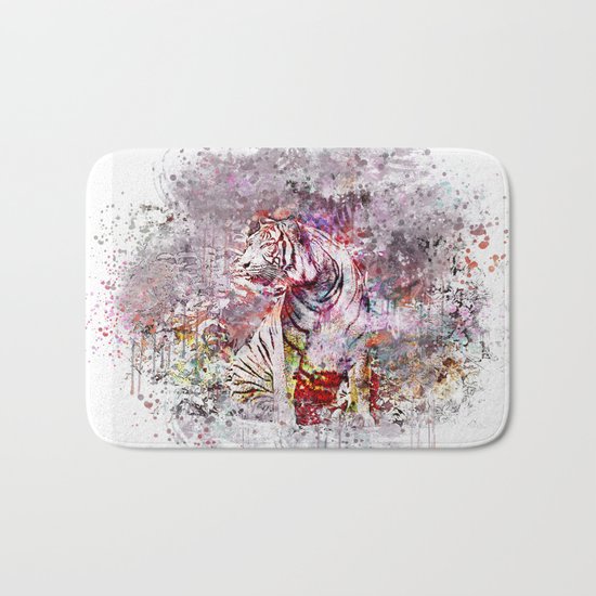 Tiger Watercolor Painted Art Bath Mat